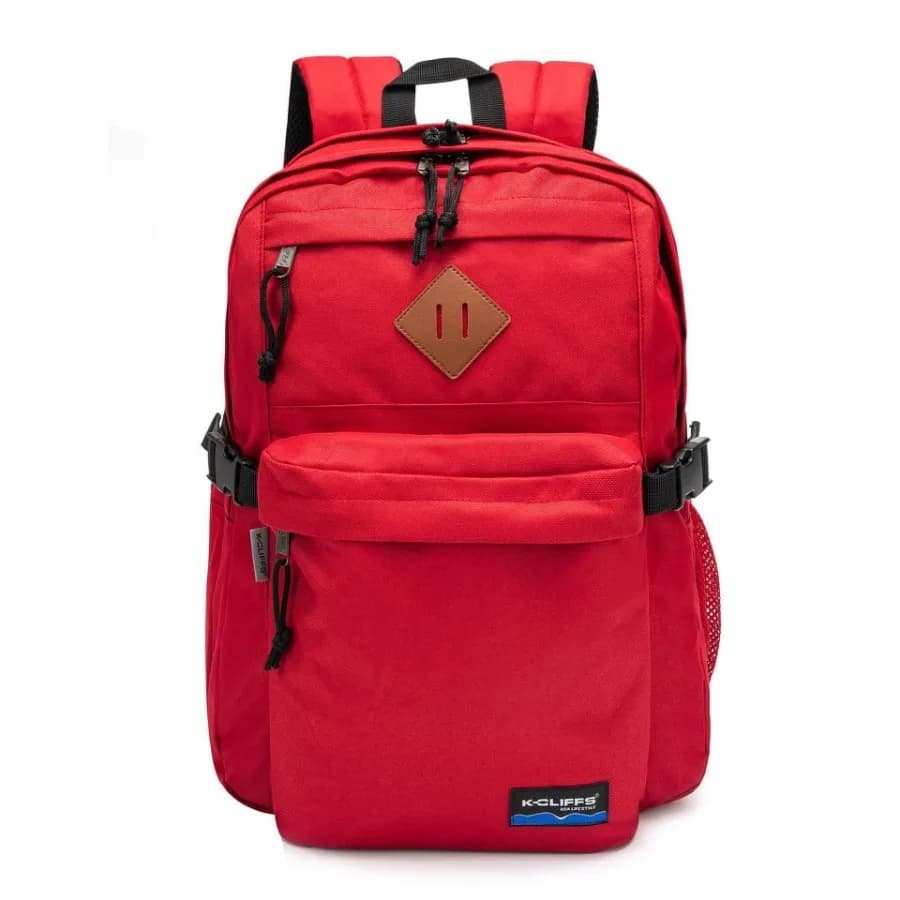 Multi-Compartment School Backpack w Laptop Sleeve Bottle Holder and Padded Straps Unisex Teen-Adults Color Red