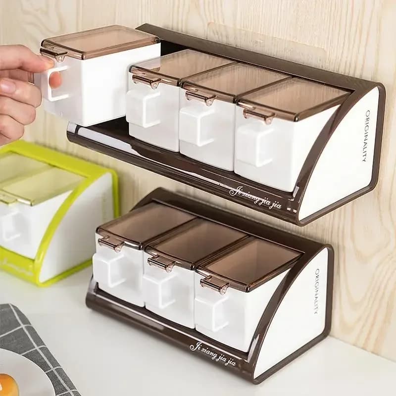 Set di scatole per pentole per condimenti da appendere alla parete, per bottiglie di forniture da cucina, per uso domestico