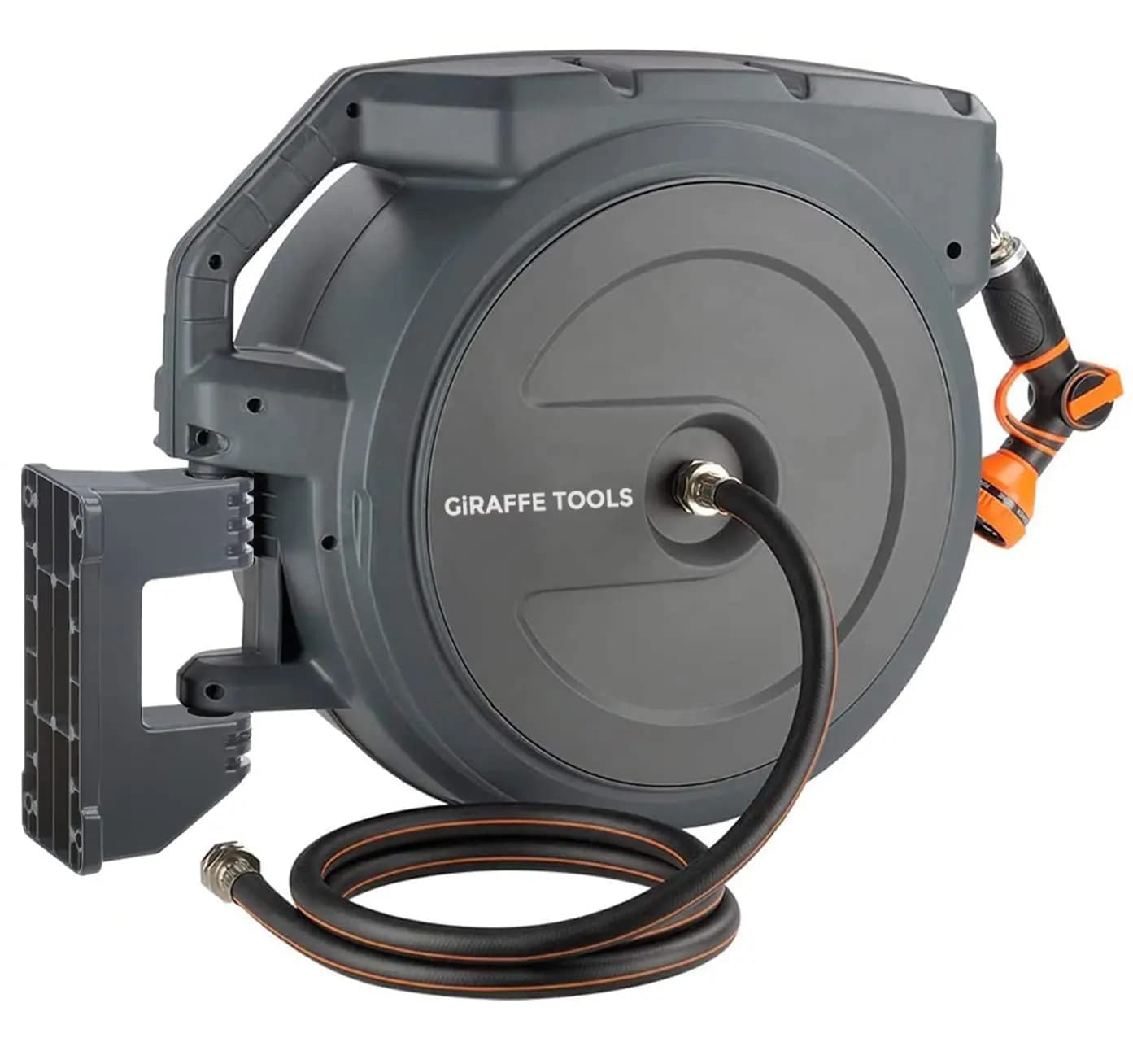 Retractable Garden Hose Reel, 5/8" x 90 ft Pro Wall Mounted Hose Reels with 180° Metal Bracket, Any Length Lock Hose, Custom