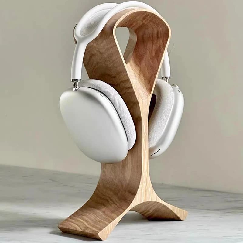 Supporto per Cuffie in Legno Massello, Porta Cuffie in Noce con Gancio Espositivo, Organizzatore da Scrivania Creativo, Base in Legno per Auricolari da Gaming