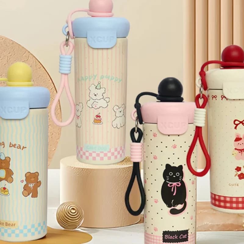Portable Cartoon Vacuum Cup High-Capacity With Lifting Rope 316 Stainless Steel Cup Bottle Insulated Water Bottle Boys And Girls