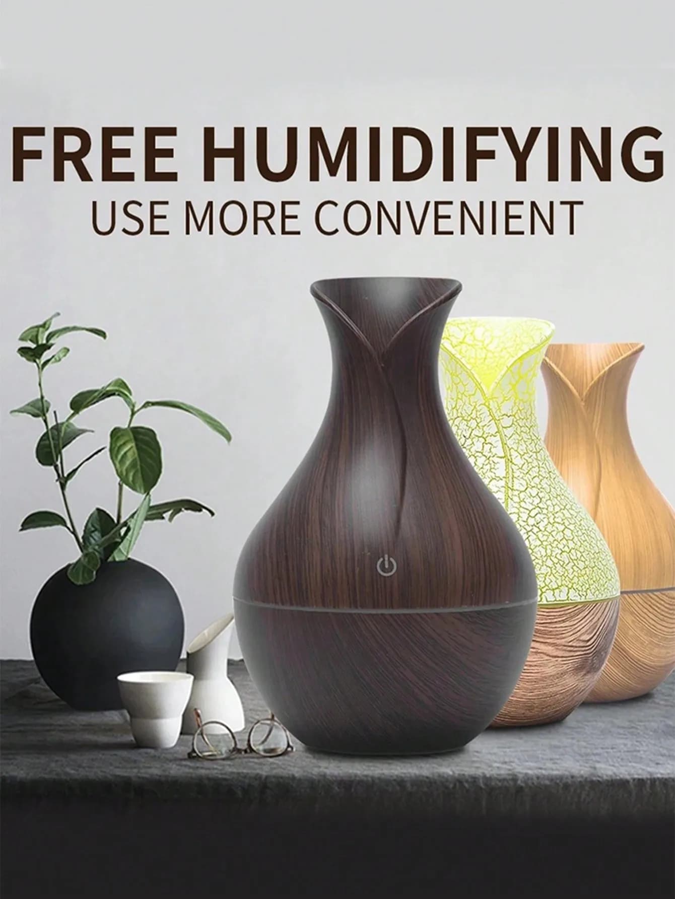 High Quality Aromatherapy Diffuser Wood Grain Remote Control Ultrasonic Air Humidifier with 7 Colors Light