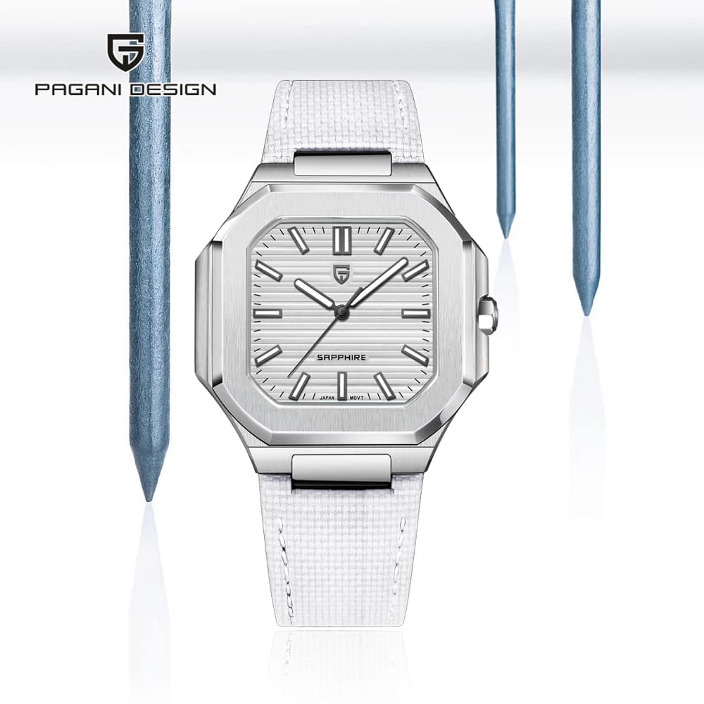 PAGANI DESIGN Mens Orologi 2026 Orologio da polso al quarzo di lusso VH31 Orologio da uomo AR Specchio con zaffiro Orologio in pelle impermeabile luminoso
