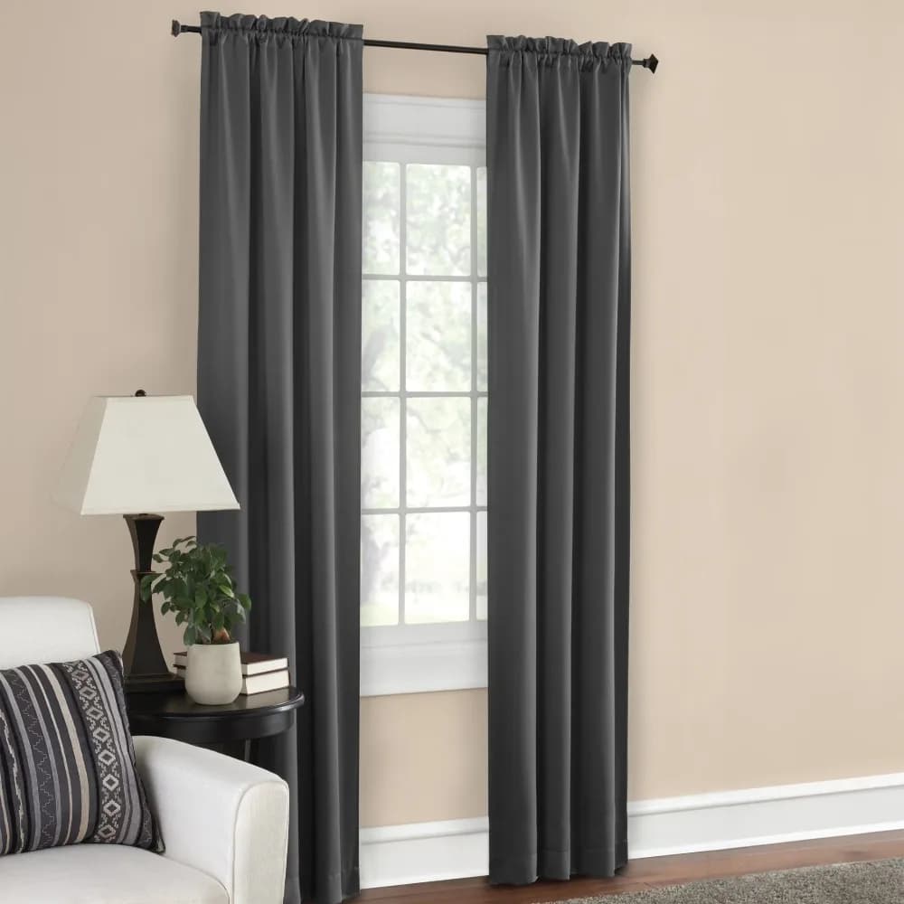 Solid Charcoal Gray Blackout Curtain Panel Pair Set of 2, 30”W X 84”L Privacy Protection Machine Washable Rod Pocket Curtains, Room Darkening Window Treatments for Bedrooms and Home Theater Light Control & Indoor Decor Upgrade