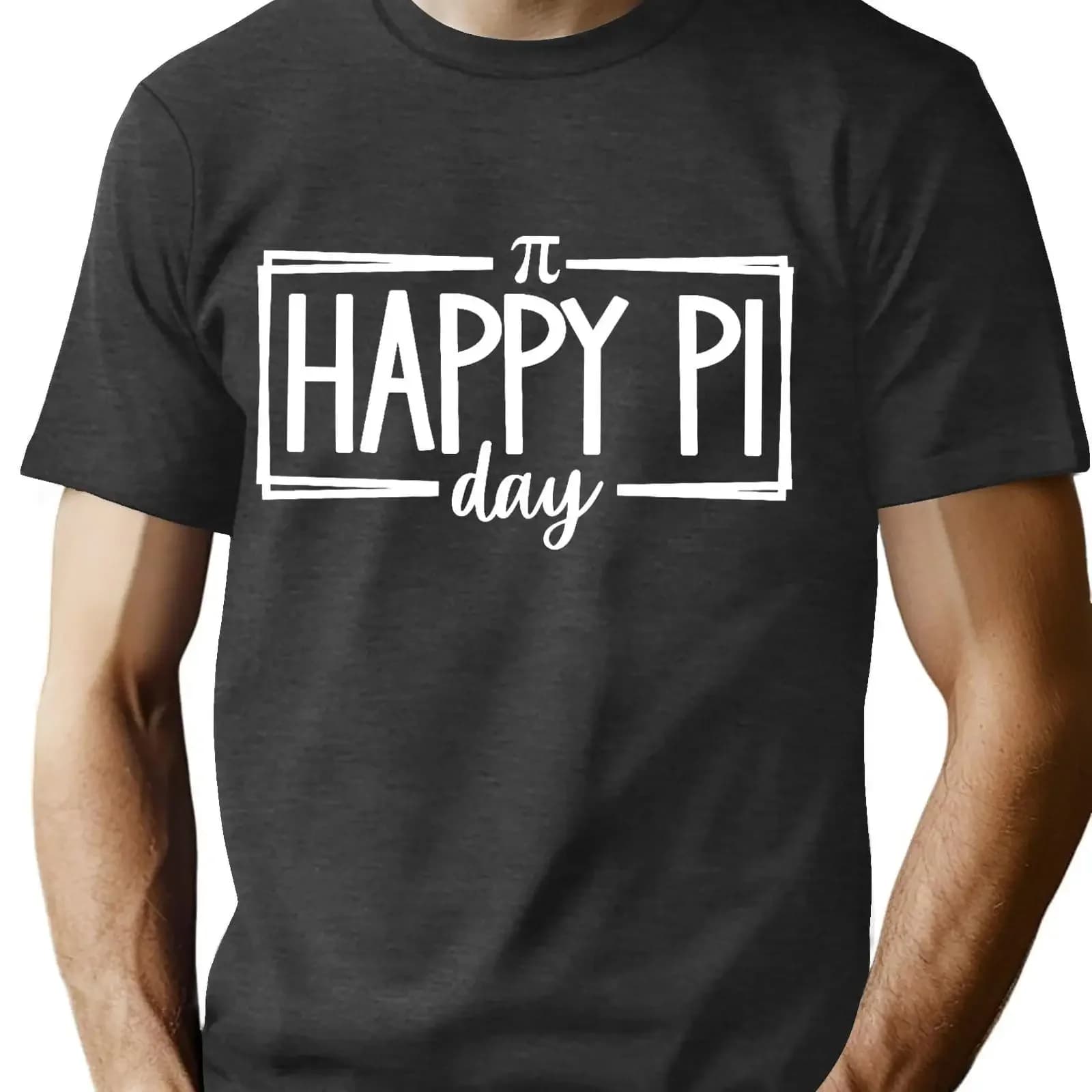 WOSHN Happy Pi Day T-shirt da uomo per la festa della matematica, vintage, lavata, elegante, morbida, elasticizzata, casual, unisex, per l'uso quotidiano