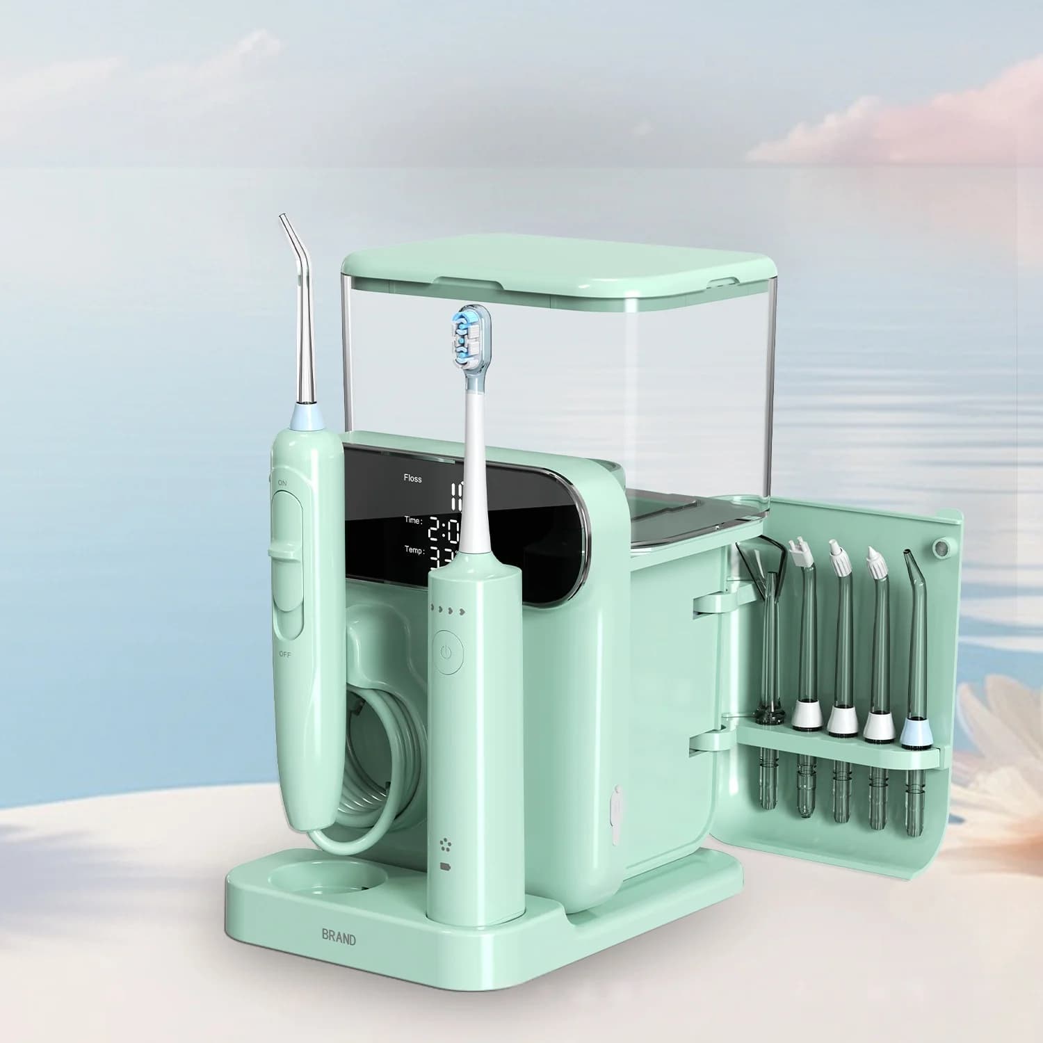 Multifunctional Dental Kit 2 in 1 in Plastic: Electric toothbrush and plumbing for an efficient Oral Cleaning
