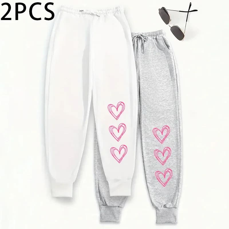 2 Pack Women's Joggers Elastic Waist Comfortable 2025 Fall Winter Solid Color Casual Pants Set Comfort Daily Wear Trousers 2pcs