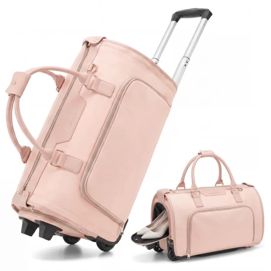 Borsa Porta Abiti con Ruote per Viaggi, Valigia 3-in-1 con Scomparto per Scarpe e Organizer Staccabile, Borsone Convertibile