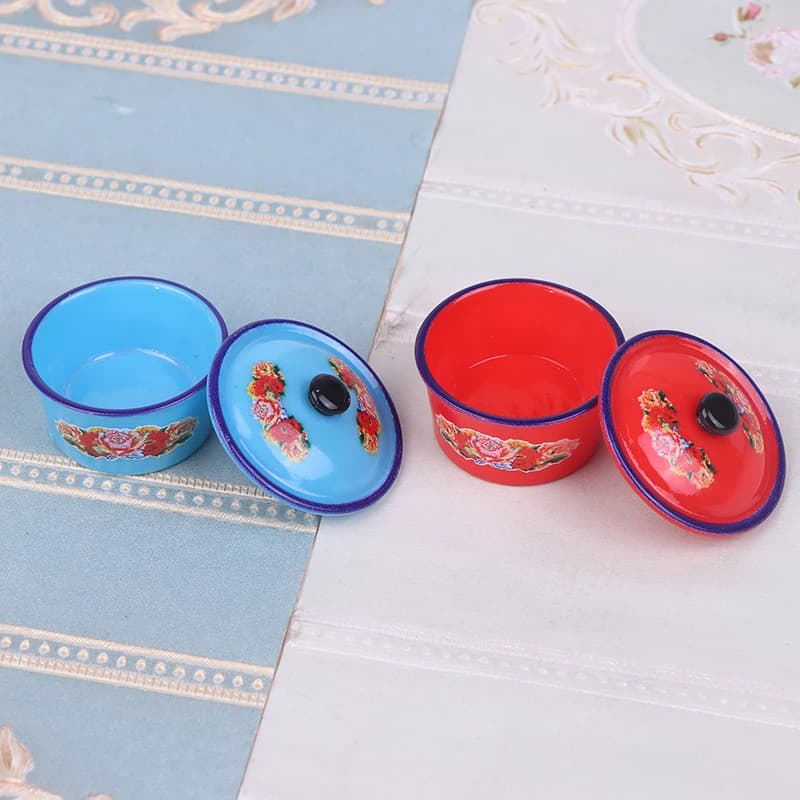 2 Pezzi Miniature per Casa delle Bambole, Decorazione Scenica Nostalgica, Lavabo in Smalto, Accessori per Bambole, Giocattoli