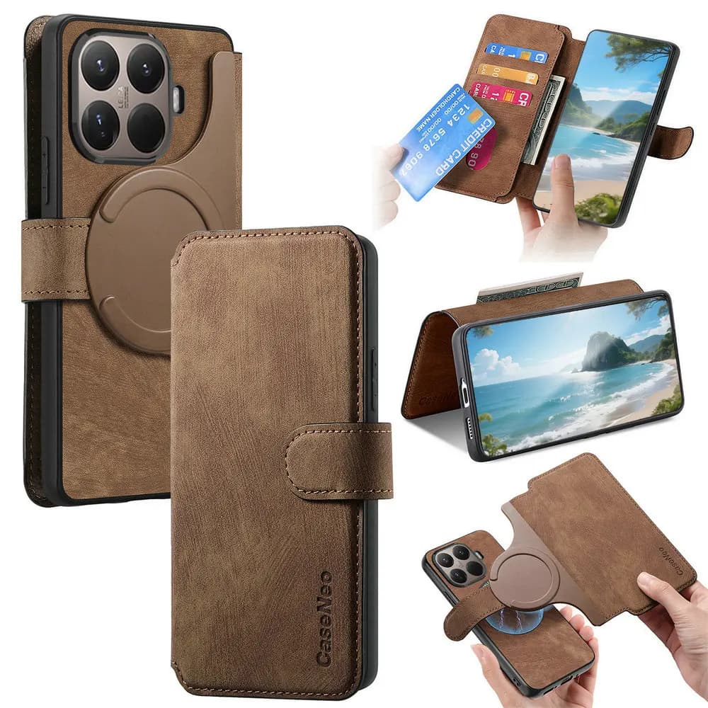 Custodia in pelle 2-in-1 staccabile RFID a libro per Xiaomi 14T Pro, 15T, 15, 17 5G, Cover a libro con porta carte per Xiaomi 14T, 14T Pro, 13T