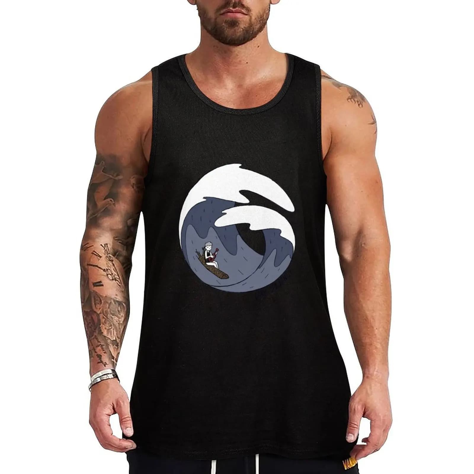 Dark Sea Panic- Ukulele In The Storm Tank Top Summer Beach Tank Top Casual Loose Sleeveless Shirt