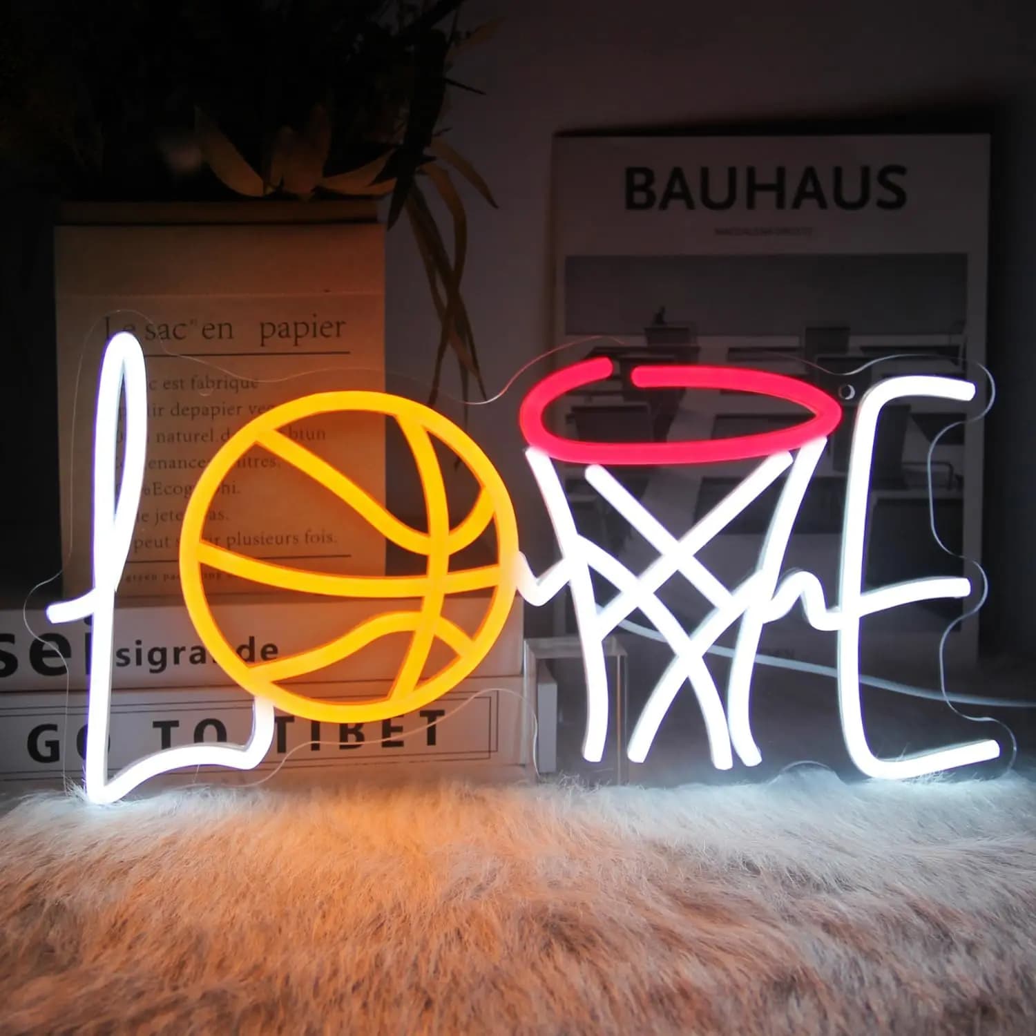 Love Basket Neon Sign USB Dimmerabile Basket Hoop LED Neon Light per Camera da letto Sport Man Cave Sala giochi Decorazioni per feste Regalo