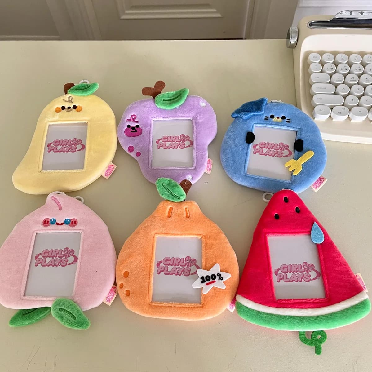 MINKYS Kawaii Fruit Series Fluffy 3 inch Kpop card holder credit card holder bag pendulum school stationery