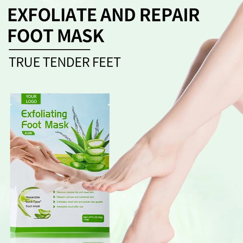 5pcs Aloe Vera Exfoliating Foot Mask Moisturizing Repairing Dead Skin Remover Softens Rough Cracked Heels Foot Care Mask