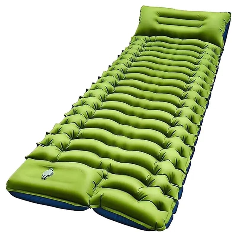 HOES-Inflatable Sleeping Mat Ultralight Camping Sleeping Pad With Built-In Pillow Foot Pump Compact For Hiking Traveling