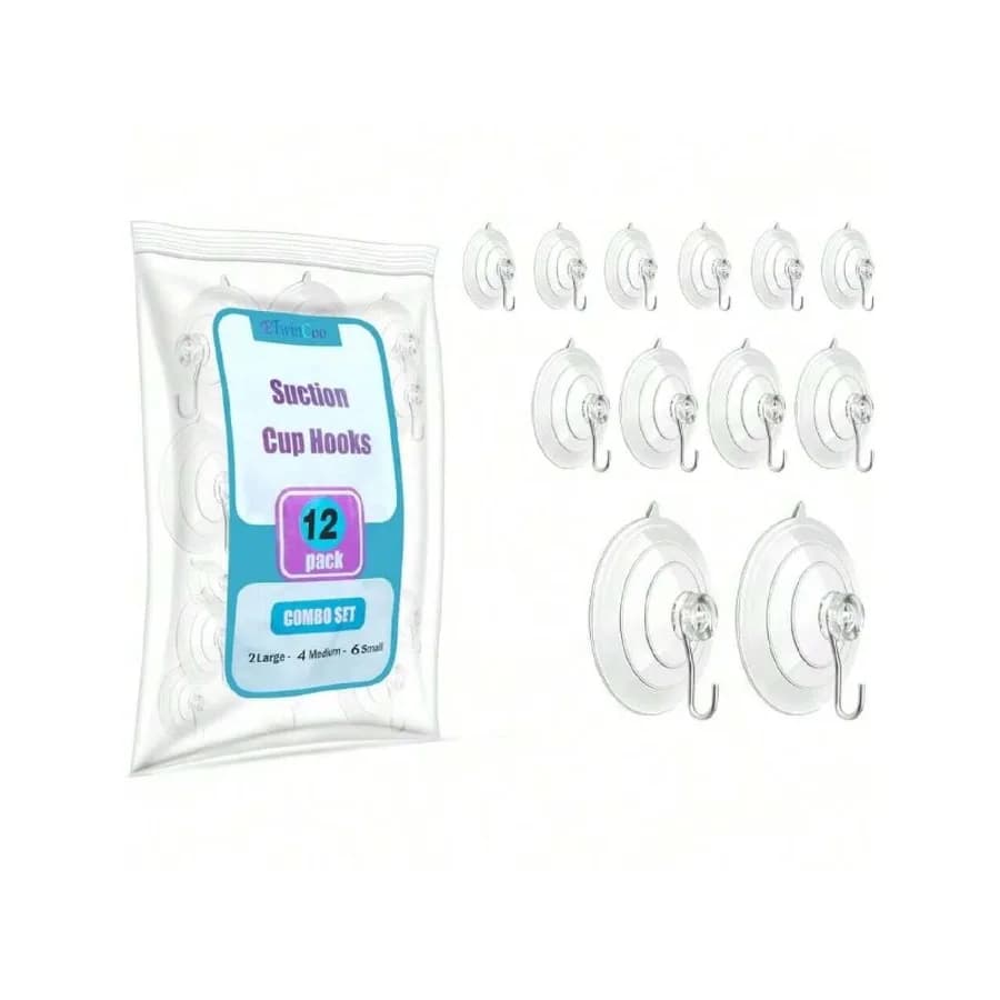 Ganci a ventosa multiuso [Set combinato] Ventose per finestre affidabili e super resistenti con ganci 2 grandi/2,36 pollici, 4 medie/1,77 pollici