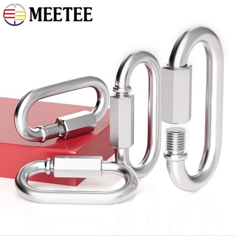 1/2 Pezzi Meetee 32-104mm Fibbia ad anello a O in acciaio inossidabile per campeggio, moschettone ovale con chiusura, accessorio hardware fai da te