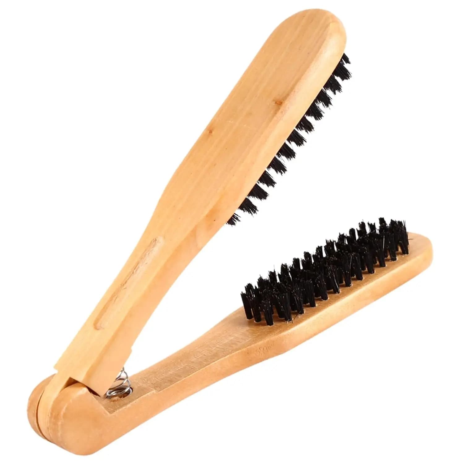 Spazzola per capelli a doppia faccia per lisciare e stirare, con manico in legno
