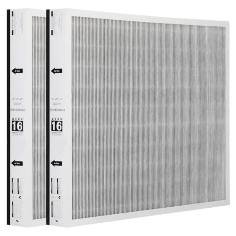 Filtro aria MERV-16 per purificatore d'aria Bryant/Carrier, materiale sintetico, bianco, 20x25x3 pollici, confezione da 2, particolato ad alta efficienza