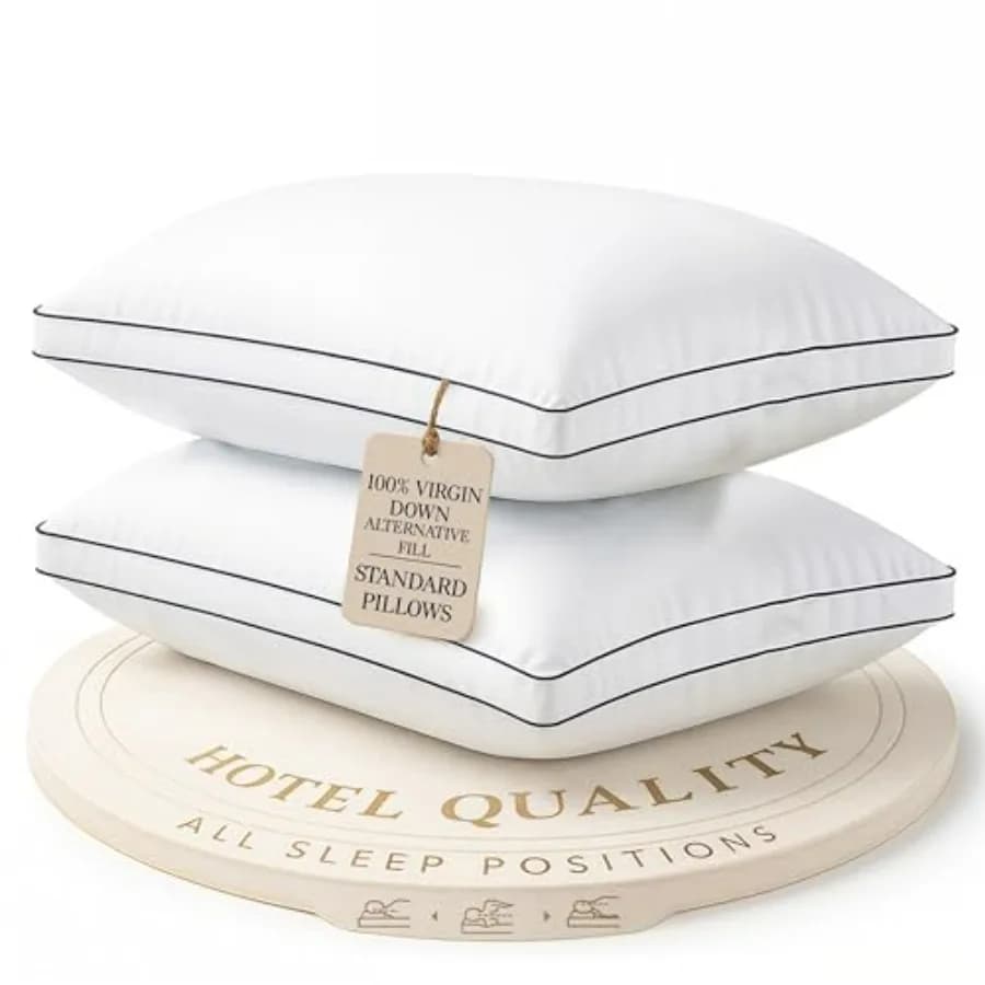 Bed Pillows Standard Size Set of 2-20"x26" Medium Firm Down Alternative Pillows for Sleeping, Hotel Quality Back Stomach or Sid