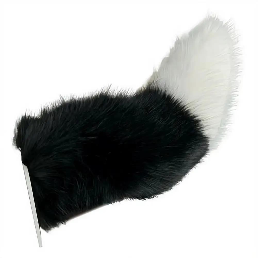 Funny Coda Shape Car Accessory in Faux Leather, Animal Coda in White and Black Plush for Rear Bag Decoration
