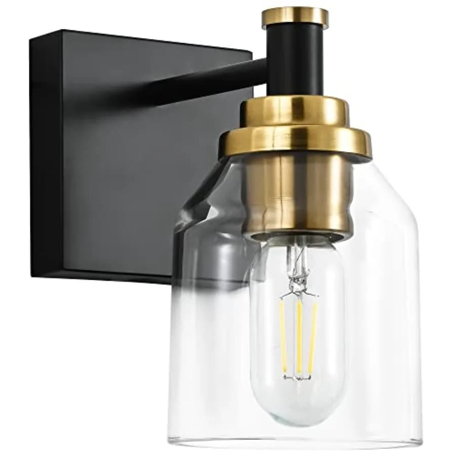 SOLFART Lampada Vintage a 1 Luce per Bagno, Applicazione da Parete Sopra Specchio, Illuminazione per Vanità