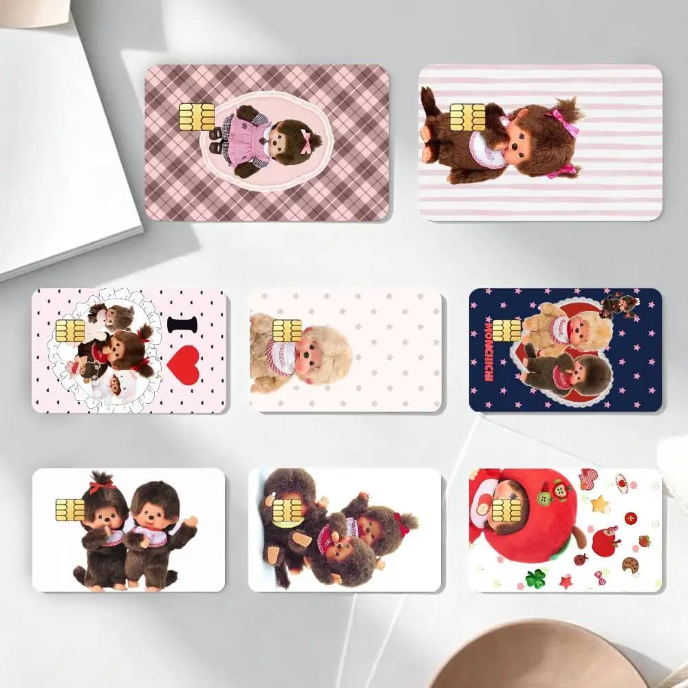 Adesivi HD per Carte di Credito M-monchhichi-I, Pellicola Opaca per Carte da Gioco, Adesivo Impermeabile con Chip Piccolo