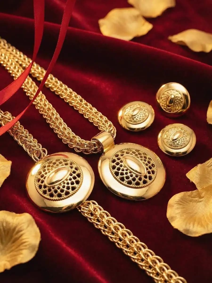Elegante set di gioielli placcati in oro per donna, collana e orecchini, idea regalo