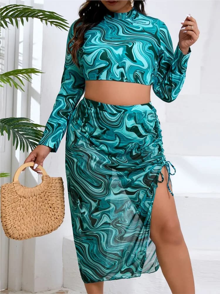 3 Piece Set High Size Bikini Women Push Up Large Size Swimwear Summer Mujer Swimwear bikini with belly control