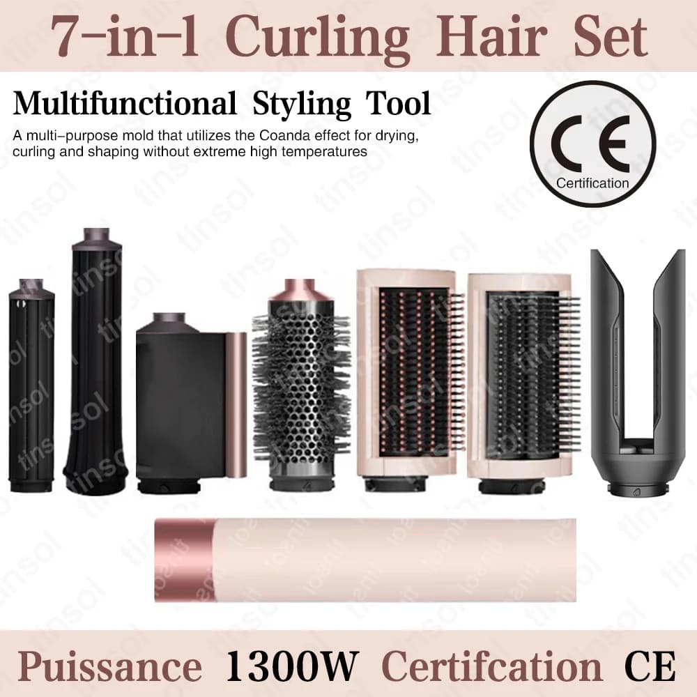 Set hair dryer and plate with iron multifunctional hair curler 7 in 1, styling tool that allows the quality styling of the living room at home