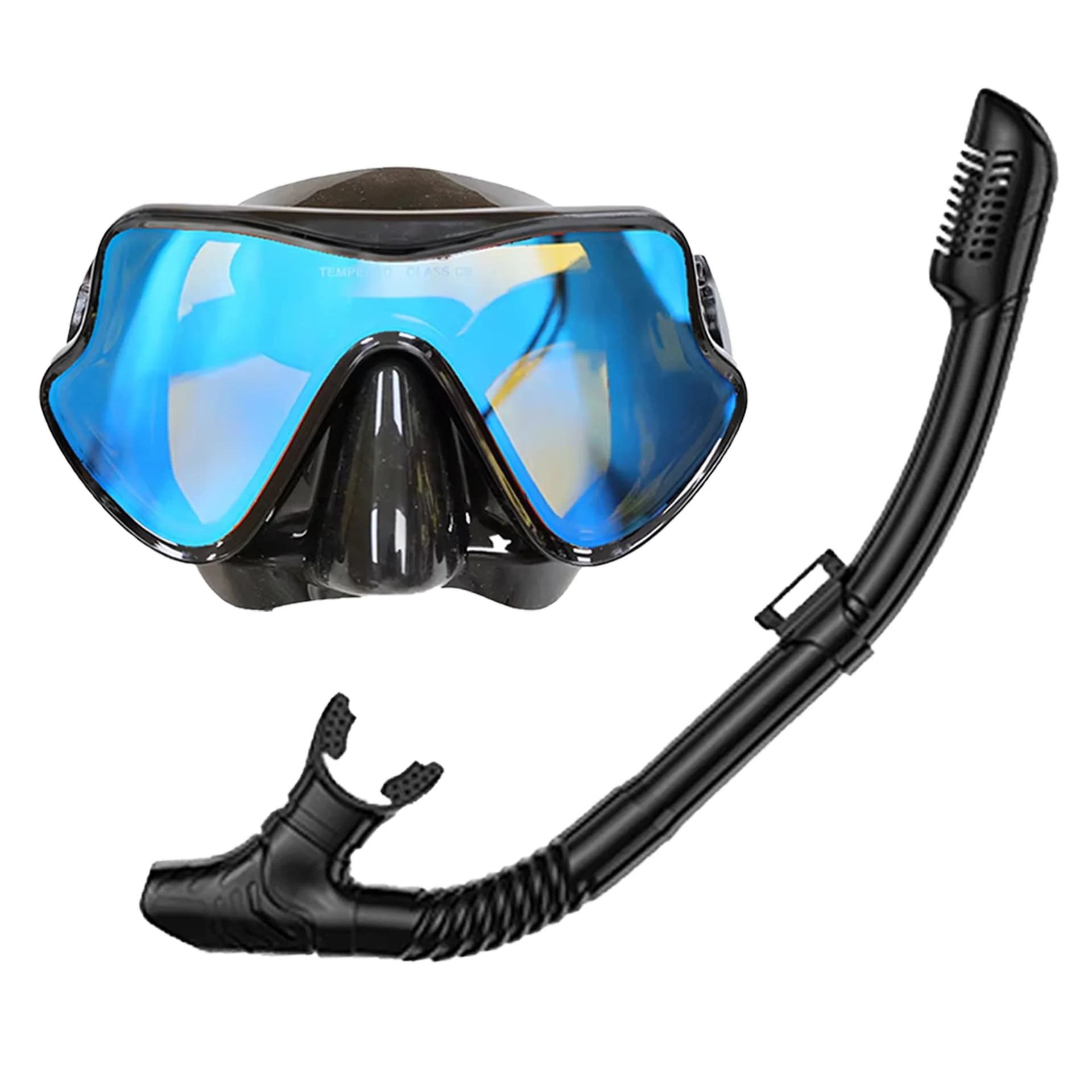 Mirror Snorkeling Snorkeling Set of Breathing Tubes with Dry Top Swimwear for Silicone Diving Colored Tempered Glass Lens for Adults