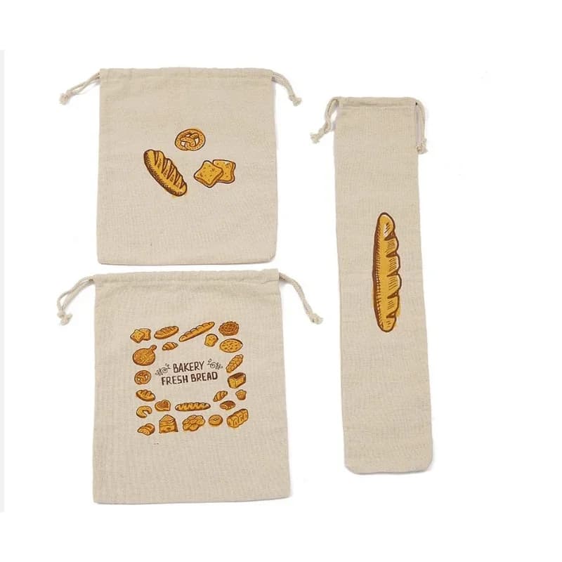 Borsa per il pane in lino Borsa riutilizzabile in cotone con coulisse Pane fatto in casa Conservazione ecologica fresca per baguette