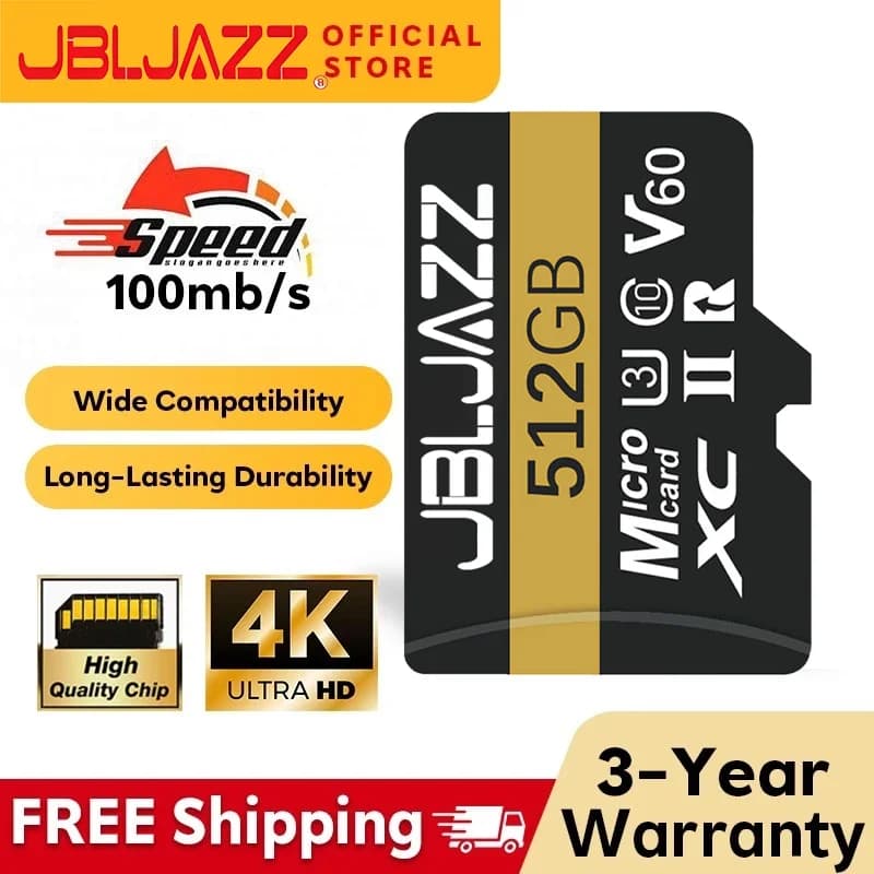 High-Speed Micro TF SD Card 512GB Support 4K Ultra HD 128GB 64GB 256GB Flash Memory for PC 360° Video Cameras Car Accessories