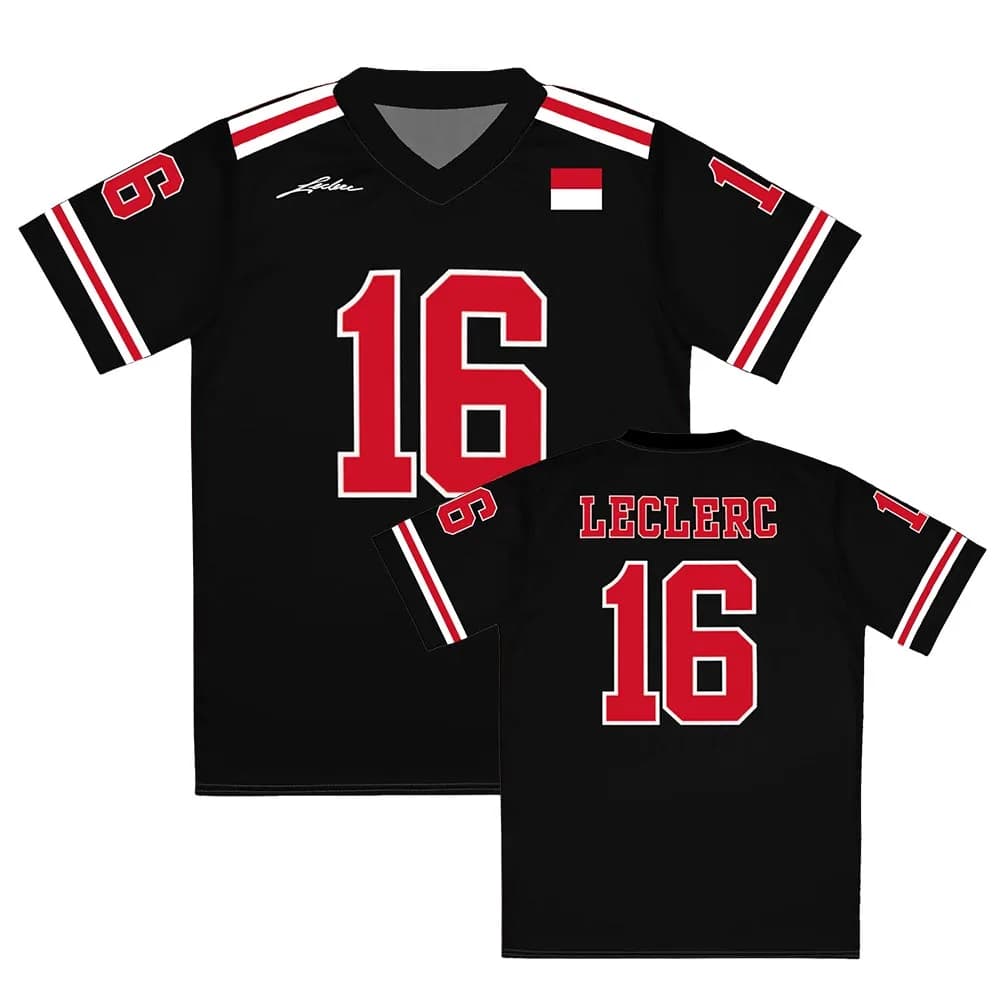 Magliette unisex Charles No.16 Leclerc Jersey T-shirt a maniche corte con scollo a V, design estivo, stampa 3D, abbigliamento da uomo