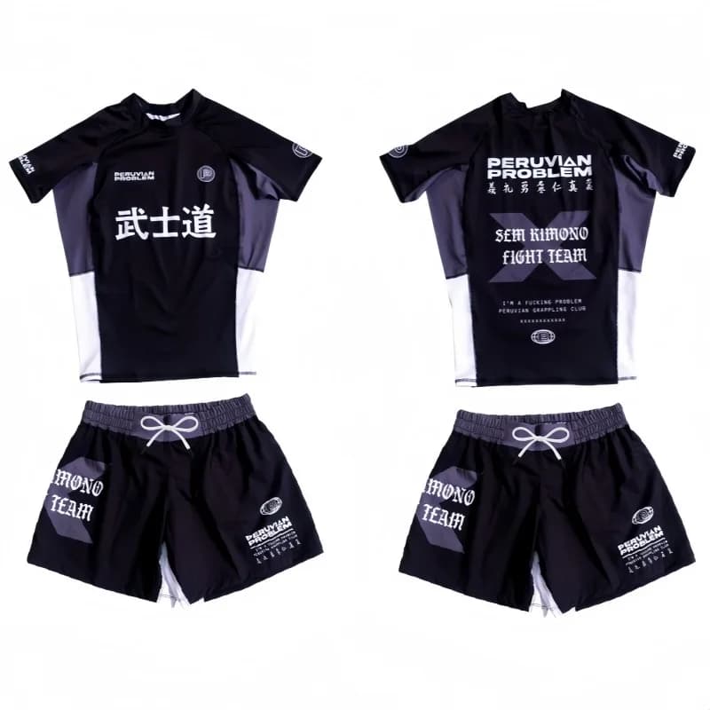 New Men's Combat Suit 2026, Bushido Theme, T-Shirt Sleeves Fast Drying Court + Shorts, Complete for Running and Fitness Training at Open