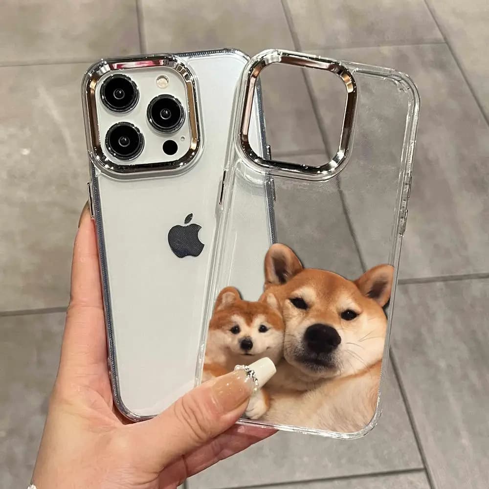 Divertente Cover per Telefono con Cane Shiba Inu per iPhone 17 Air 16 15 14 Plus 13 12 11 Pro Max 16e, Antiurto, Trasparente HD