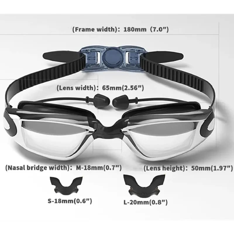 UV protection glasses Professional anti-fog swimwear for adults with ear plugs Man Woman Swimwear Adjustable