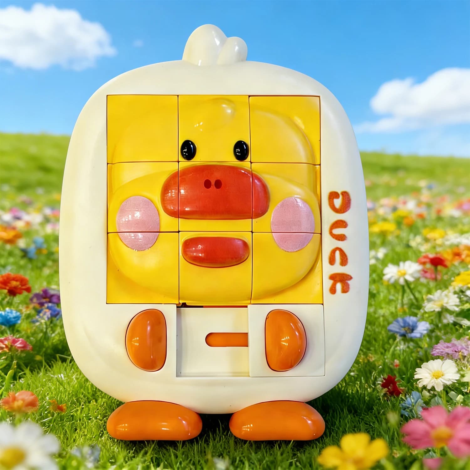 Giocattolo Puzzle Anatroccolo Giallo per Bambini, Puzzle a Blocchi da 9 Pezzi, Gioco Educativo Sensoriale per Bambini e Bambine 1-3 Anni