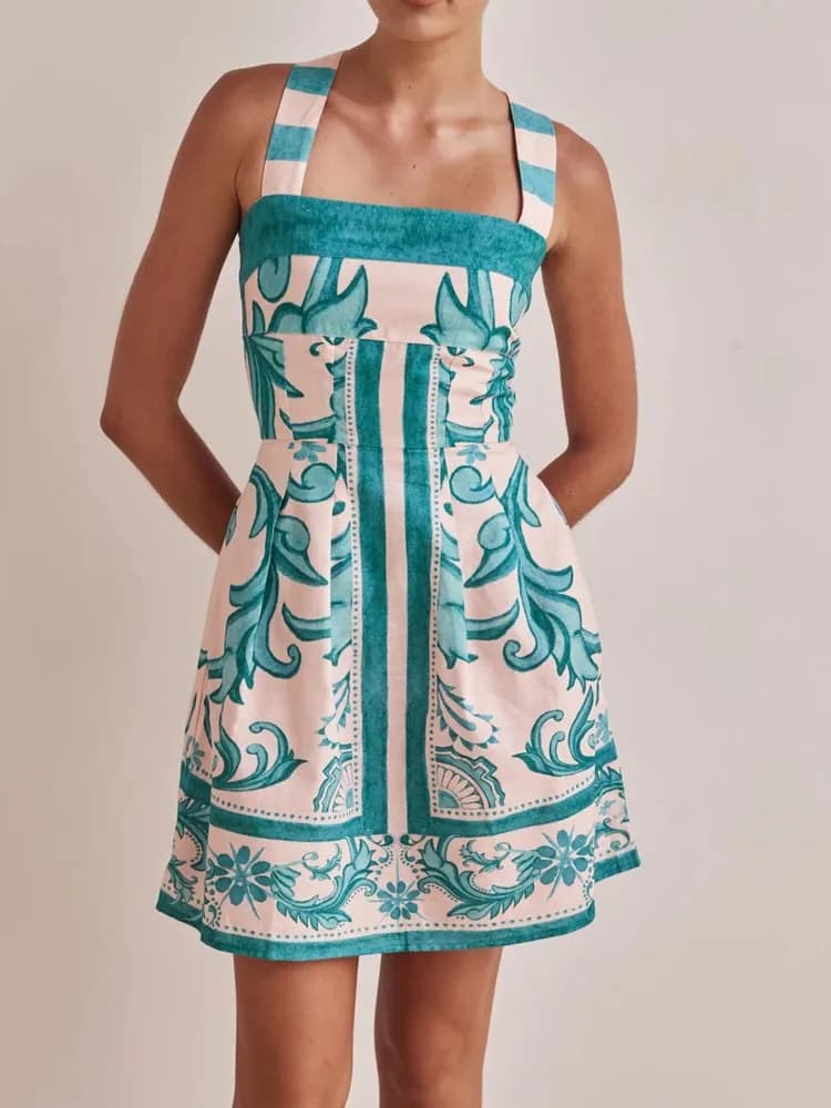 Summer Cover Ups Women Swimsuit Spaghetti Strap Robes Bathing Suit 2026 New Flower Print Beach Holiday Mini Dresses Cover-Up