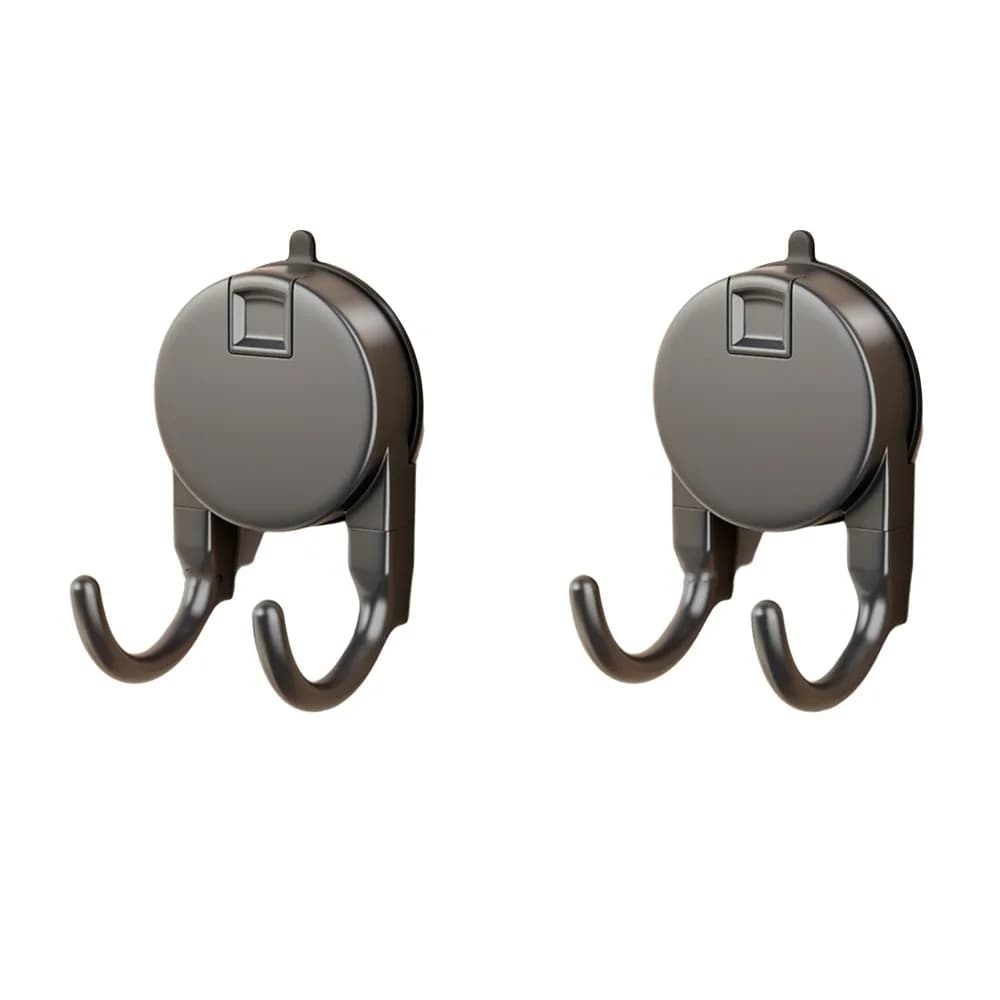2Pcs Plastic Suction Cup Hooks Waterproof Non-Marking Paper Towel Double Hooks Space Saving Moisture-proof Kitchen Storage Hooks