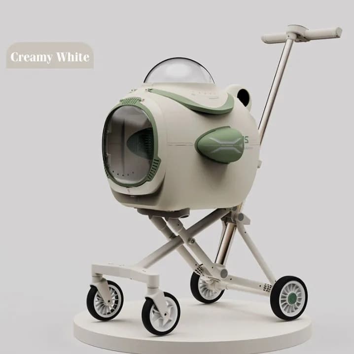 Aluminum Foldable Lightweight 3-in-1 4-Wheel Pet Stroller for Dogs & Small Cats with Removable Car Seat Carrier