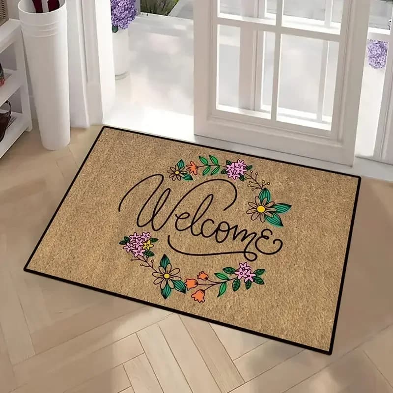 Carpet for the house with floral print non-slip mat easy to clean kitchen carpet living room house washable welcome peas