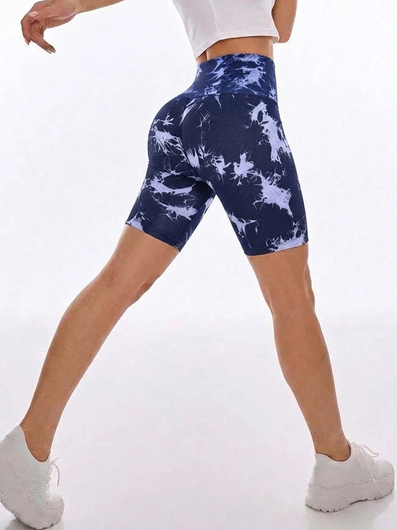Pantaloncini da donna super morbidi a vita alta con stampa tie-dye per un look comodo da casa e casual
