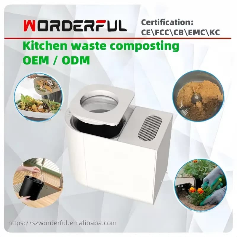 4.5L Smart Composter Kitchen Waste Cycler Low Noise Garbage Bin Magnetic Cover Organic Fertilizer Maker for Home Garden Use