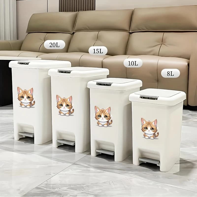 Cestino per Rifiuti con Pedale in Plastica a Doppia Apertura 8L/10L/15L/20L per Bagno, Cucina, Soggiorno, Dormitorio, Ufficio