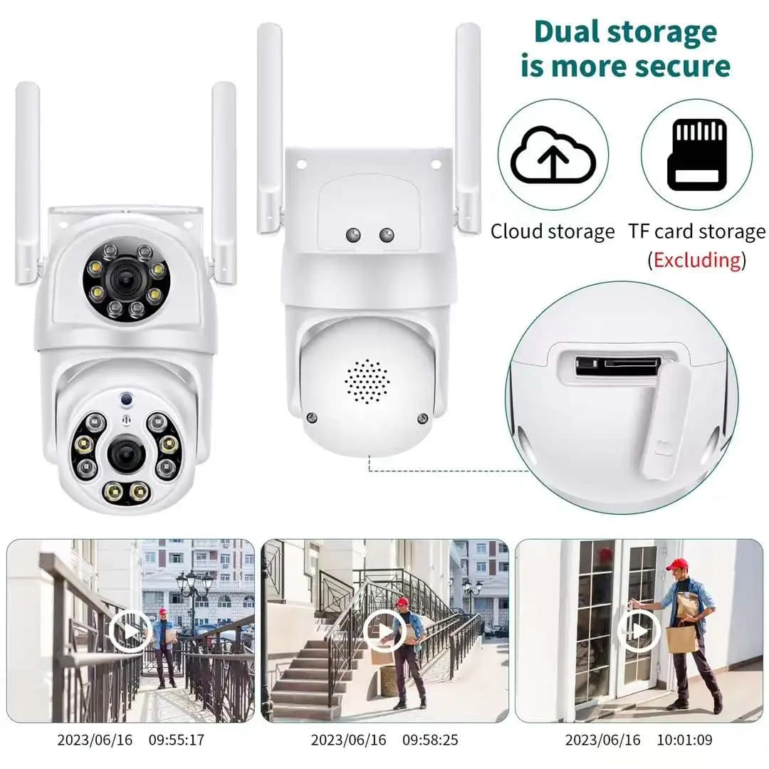 IPC360Home APP 4MP UHD Doppia lente Doppio schermo PTZ Telecamera dome IP AI Rilevazione umanoide CCTV a colori Citofono Baby Monitor