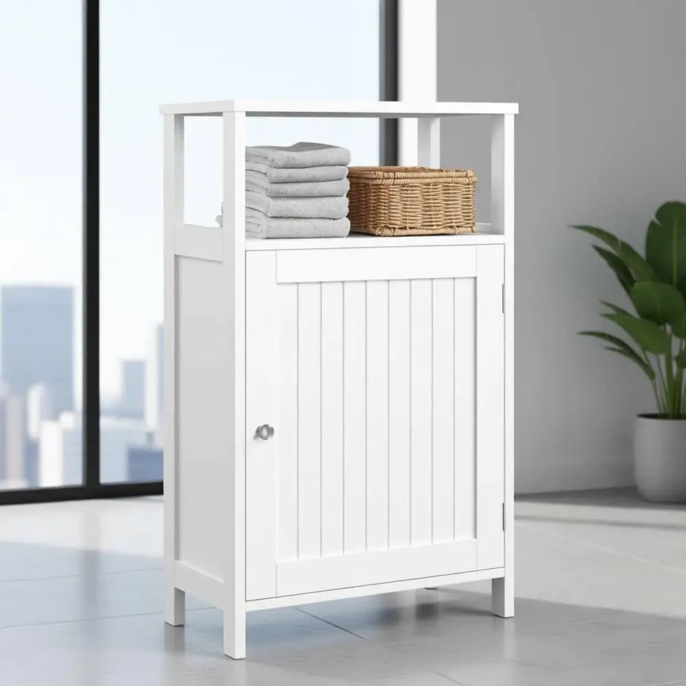 Mobiletto da pavimento a porta singola, organizer da bagno indipendente con ripiano regolabile, mobiletto laterale stretto per soggiorno,