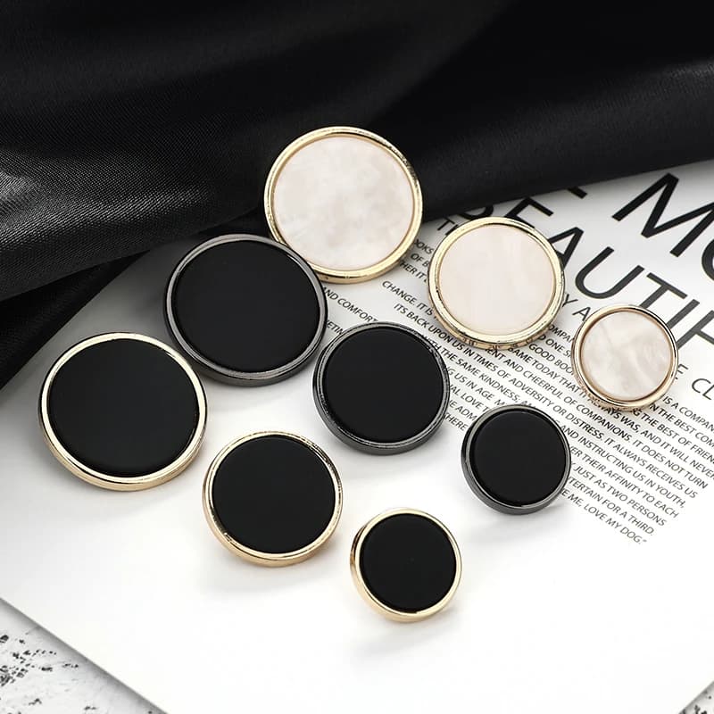 High Heel Metal Button Simple Black White Style Versatile for Suit Coat Jacket Cardigan DIY Sewing Accessories from China