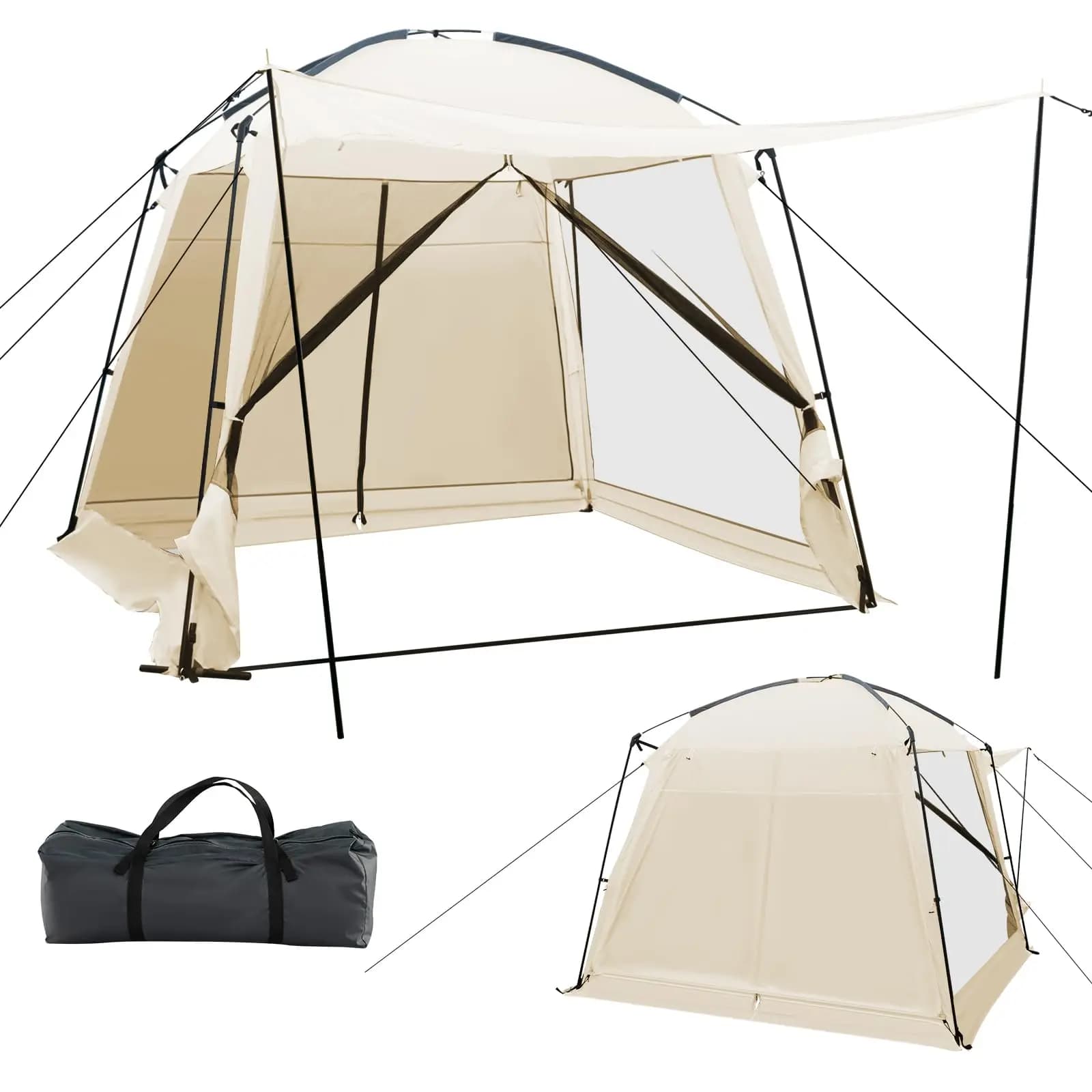 Portable Screen Shelter Camping Tent For 6-8 People 4-Side Mesh Walls With Carrying Bag