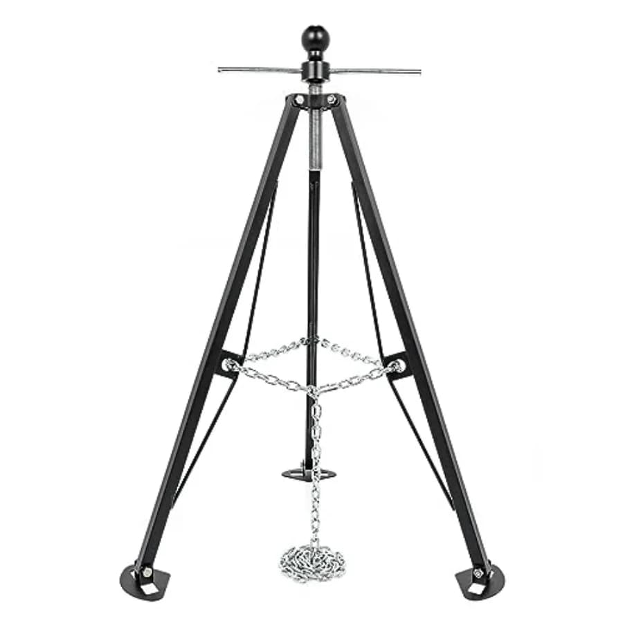Tripod stabilizer for campers and caravans with 5 wheel attachment - Reduces movement of trailers to 5 wheel - Height adjustable from 30 to 44 inch